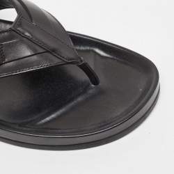 Louis Vuitton Black Leather Thong Flat Slides Size 42
