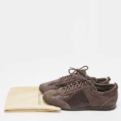 Louis Vuitton Brown Suede And Monogram Satin Low Top Sneakers Size 39.5