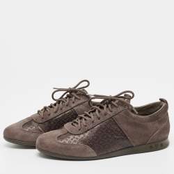 Louis Vuitton Brown Suede And Monogram Satin Low Top Sneakers Size 39.5