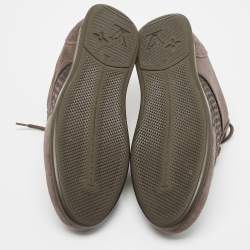 Louis Vuitton Brown Suede And Monogram Satin Low Top Sneakers Size 39.5