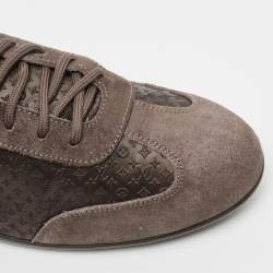 Louis Vuitton Brown Suede And Monogram Satin Low Top Sneakers Size 39.5