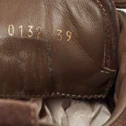 Louis Vuitton Brown Suede And Monogram Satin Low Top Sneakers Size 39.5