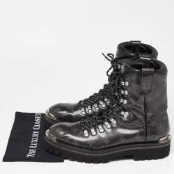 Pre Owned Louis Vuitton Grey Monogram Canvas Outland Ankle Boots Size 44