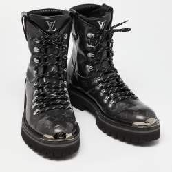 Pre Owned Louis Vuitton Grey Monogram Canvas Outland Ankle Boots Size 44