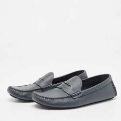 Louis Vuitton Grey Leather Monte Carlo Loafers Size 43