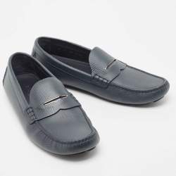Louis Vuitton Grey Leather Monte Carlo Loafers Size 43