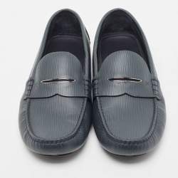 Louis Vuitton Grey Leather Monte Carlo Loafers Size 43
