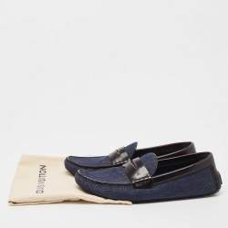 Louis Vuitton Blue Denim And Brown Leather Penny Loafers Size 43