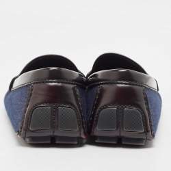 Louis Vuitton Blue Denim And Brown Leather Penny Loafers Size 43