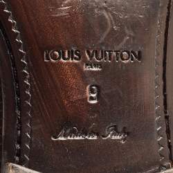 مملوكة مسبقًا Louis Vuitton Brown Damier Leather Slip On Loafers Size 43