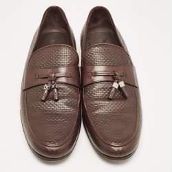مملوكة مسبقًا Louis Vuitton Brown Damier Leather Slip On Loafers Size 43