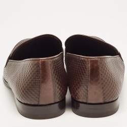 مملوكة مسبقًا Louis Vuitton Brown Damier Leather Slip On Loafers Size 43