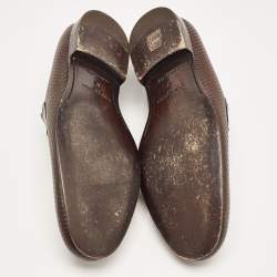 مملوكة مسبقًا Louis Vuitton Brown Damier Leather Slip On Loafers Size 43