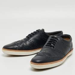 Louis Vuitton Navy Blue Brogue Leather Oxford Lace Up Sneakers Size 43.5