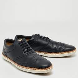 Louis Vuitton Navy Blue Brogue Leather Oxford Lace Up Sneakers Size 43.5