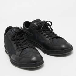 Pre Owned Louis Vuitton Black Leather and Nylon Low Top Sneakers Size 41 