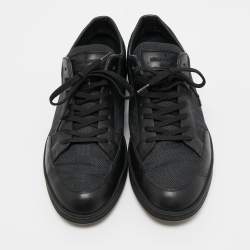 Pre Owned Louis Vuitton Black Leather and Nylon Low Top Sneakers Size 41 