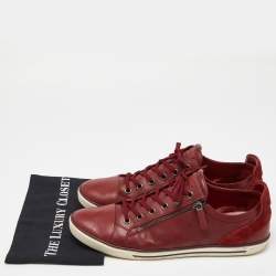 Louis Vuitton Burgundy Damier Embossed Leather Challenge Zip Up Sneakers Size 46