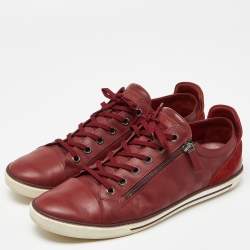 Louis Vuitton Burgundy Damier Embossed Leather Challenge Zip Up Sneakers Size 46