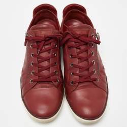 Louis Vuitton Burgundy Damier Embossed Leather Challenge Zip Up Sneakers Size 46