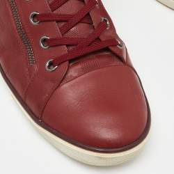 Louis Vuitton Burgundy Damier Embossed Leather Challenge Zip Up Sneakers Size 46