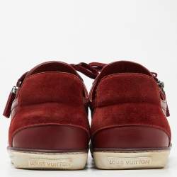 Louis Vuitton Burgundy Damier Embossed Leather Challenge Zip Up Sneakers Size 46