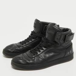 Pre Owned Louis Vuitton Black Leather Rivoli High Top Sneakers Size 43