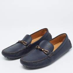 Pre Owned Louis Vuitton Navy Blue Epi Leather Raspail Slip On Loafers Size 42