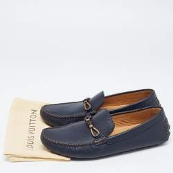 Pre Owned Louis Vuitton Navy Blue Epi Leather Raspail Slip On Loafers Size 42