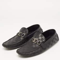 Pre Owned Louis Vuitton Black Damier Embossed Leather Hockenheim Loafers Size 43