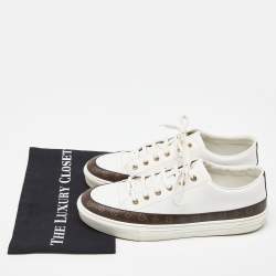 Louis Vuitton White/Brown Leather and Monogram Canvas Stellar Low Top Sneakers Size 41