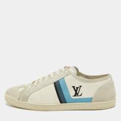Louis Vuitton Grey/Blue Canvas and Suede Trainers Sneakers Size 42.5