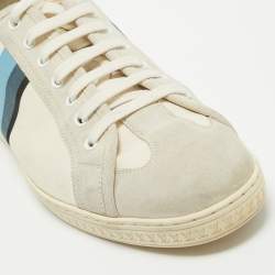 Louis Vuitton Grey/Blue Canvas and Suede Trainers Sneakers Size 42.5