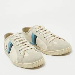Louis Vuitton Grey/Blue Canvas and Suede Trainers Sneakers Size 42.5