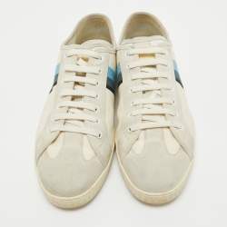 Louis Vuitton Grey/Blue Canvas and Suede Trainers Sneakers Size 42.5