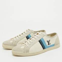 Louis Vuitton Grey/Blue Canvas and Suede Trainers Sneakers Size 42.5