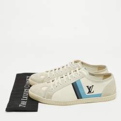 Louis Vuitton Grey/Blue Canvas and Suede Trainers Sneakers Size 42.5