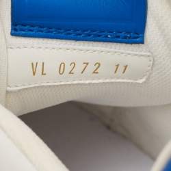 Pre Owned Louis Vuitton Blue/White Leather LV Trainer Sneakers Size 45