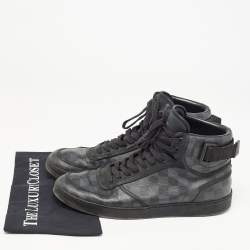 Louis Vuitton Black/Grey Graphite Canvas Rivoli High Top Sneakers Size 44.5
