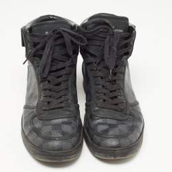Louis Vuitton Black/Grey Graphite Canvas Rivoli High Top Sneakers Size 44.5