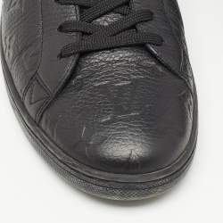 Pre Owned Louis Vuitton Black Monogram Embossed Leather Luxembourg Sneakers Size 42.5