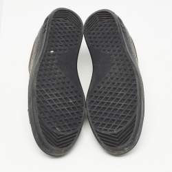 Pre Owned Louis Vuitton Black Monogram Embossed Leather Luxembourg Sneakers Size 42.5