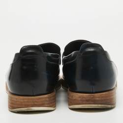 Louis Vuitton Navy Blue Perforated Leather Penny Loafers Size 42