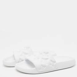 Louis Vuitton White Rubber Monogram Rubber Flat Slides Size 41
