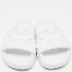 Louis Vuitton White Rubber Monogram Rubber Flat Slides Size 41
