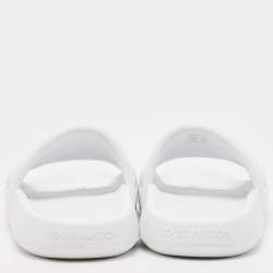 Louis Vuitton White Rubber Monogram Rubber Flat Slides Size 41