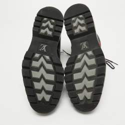 Louis Vuitton Black/Grey Leather and Canvas Metropolis Ranger Boots Size 42