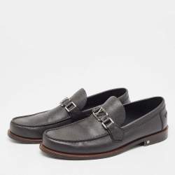 Pre Owned Louis Vuitton Black Leather Major Loafers Size 43