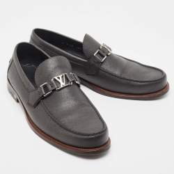 Pre Owned Louis Vuitton Black Leather Major Loafers Size 43