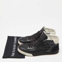 Louis Vuitton Black Leather,Monogram Canvas and Suede Line Up High Top Sneakers Size 43